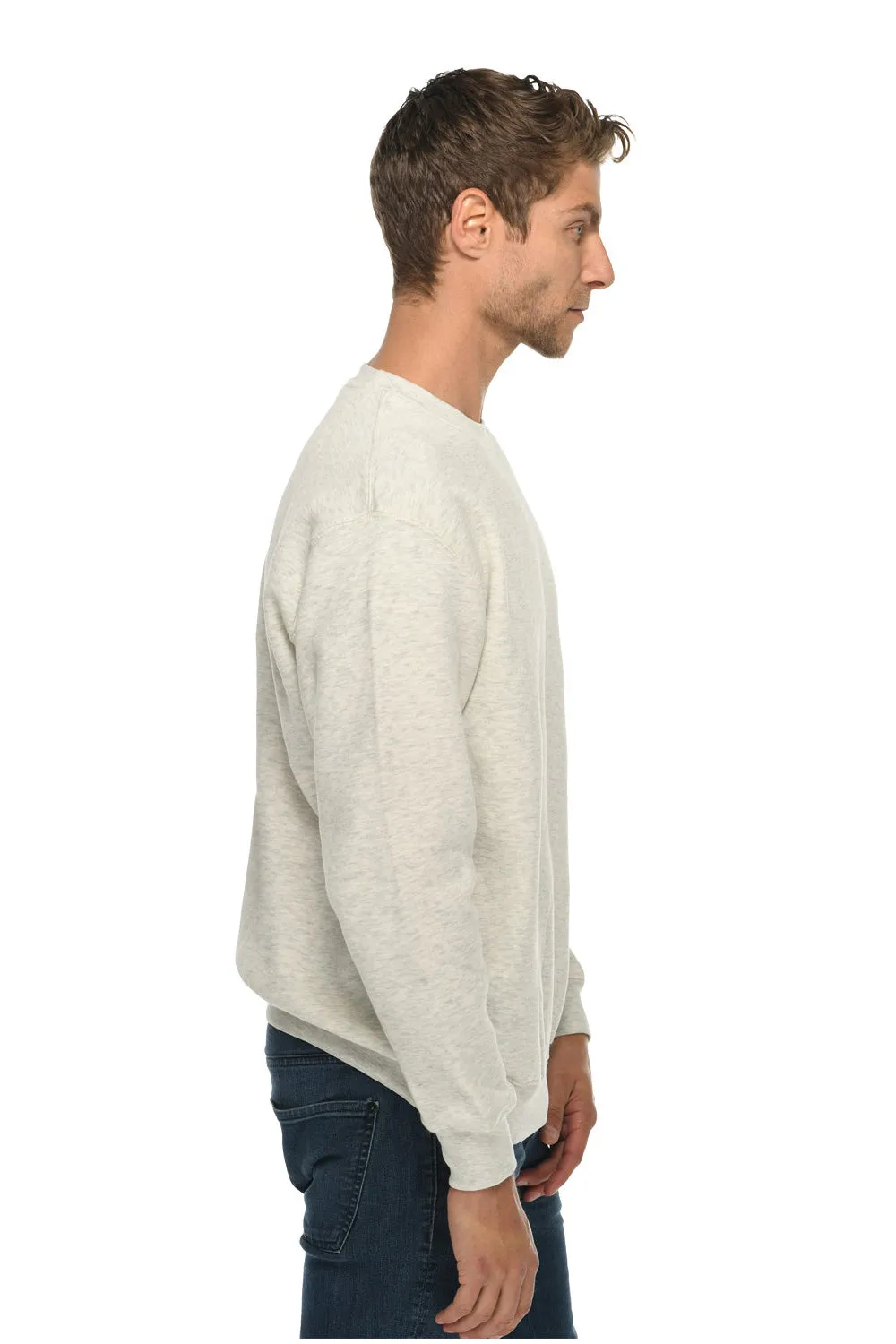 Pull à col rond premium pour hommes Lane Seven - Gris chiné oatmeal