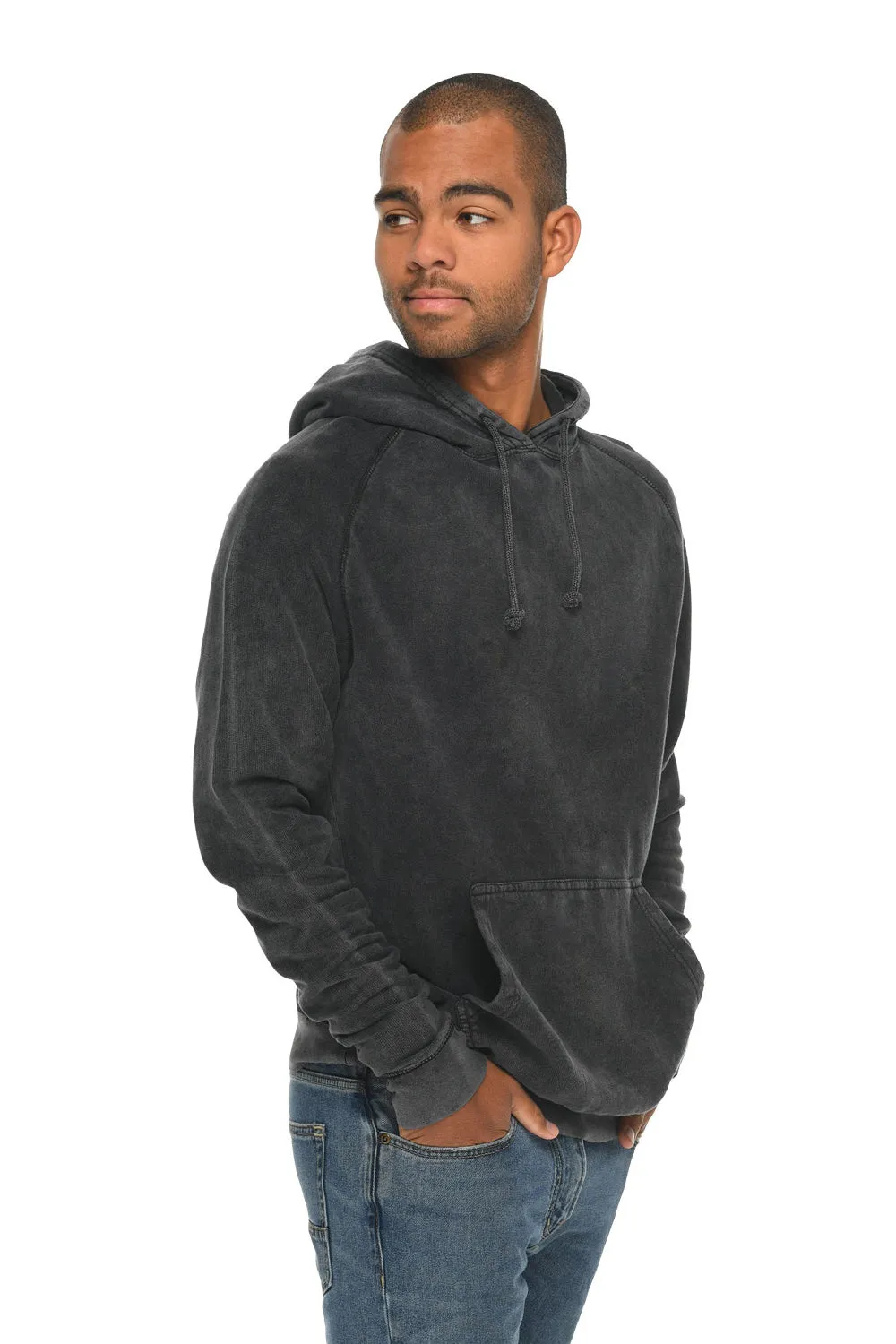 Lane Seven Sweat à capuche vintage pour hommes avec poche kangourou - Noir vintage