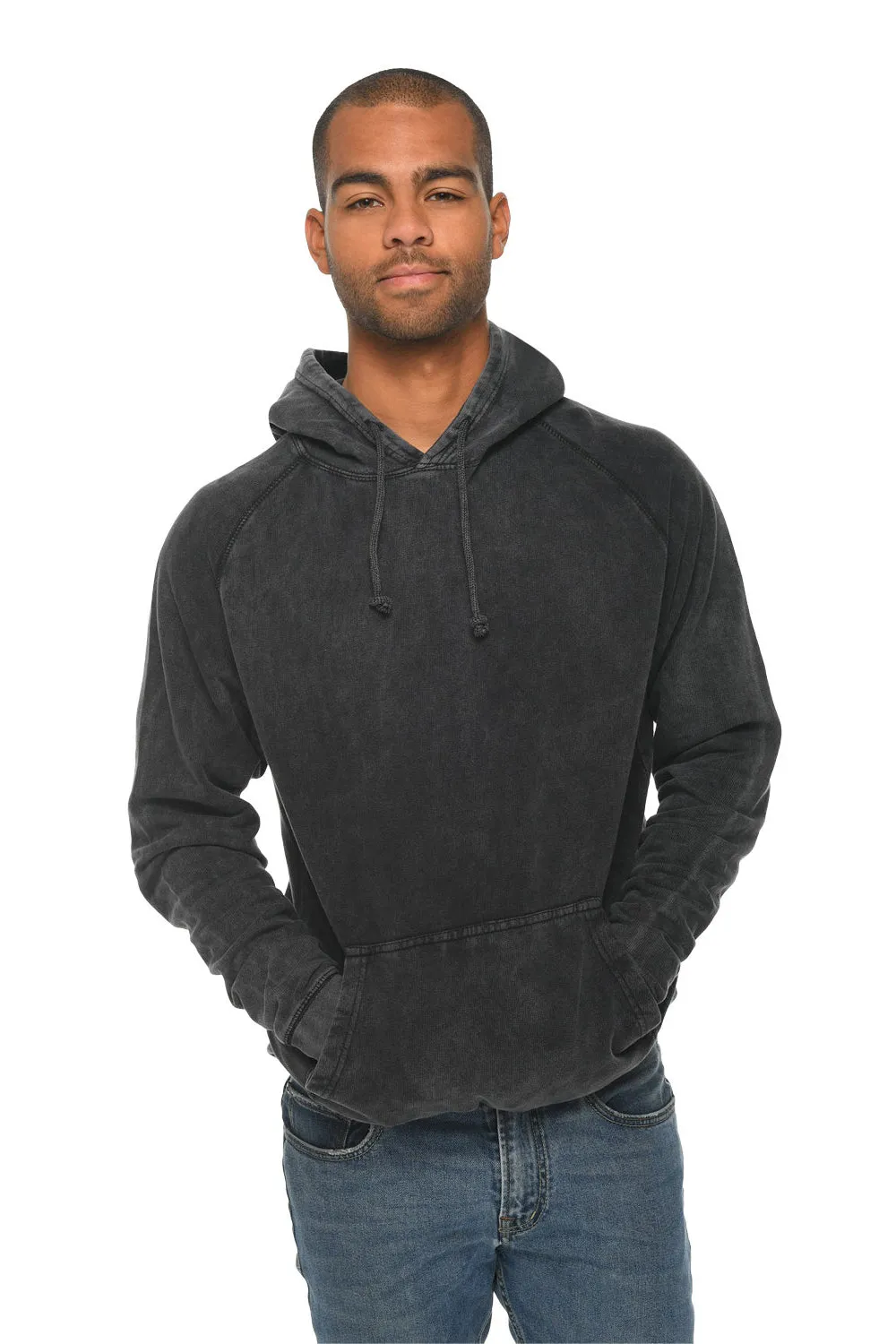 Lane Seven Sweat à capuche vintage pour hommes avec poche kangourou - Noir vintage