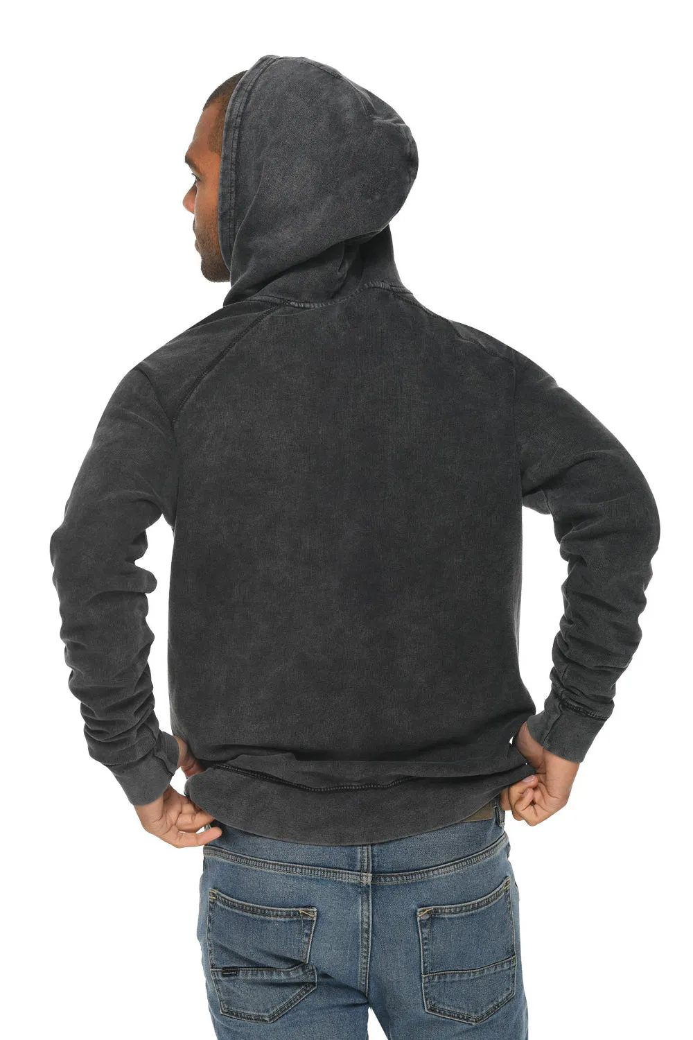 Lane Seven Sweat à capuche vintage pour hommes avec poche kangourou - Noir vintage