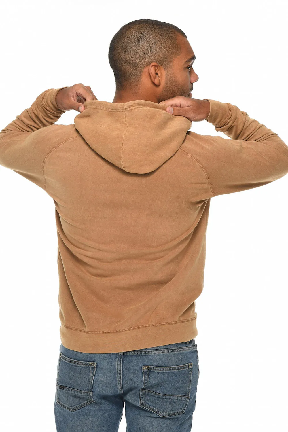 Lane Seven Sweat à capuche vintage pour hommes avec poche kangourou - Camel vintage
