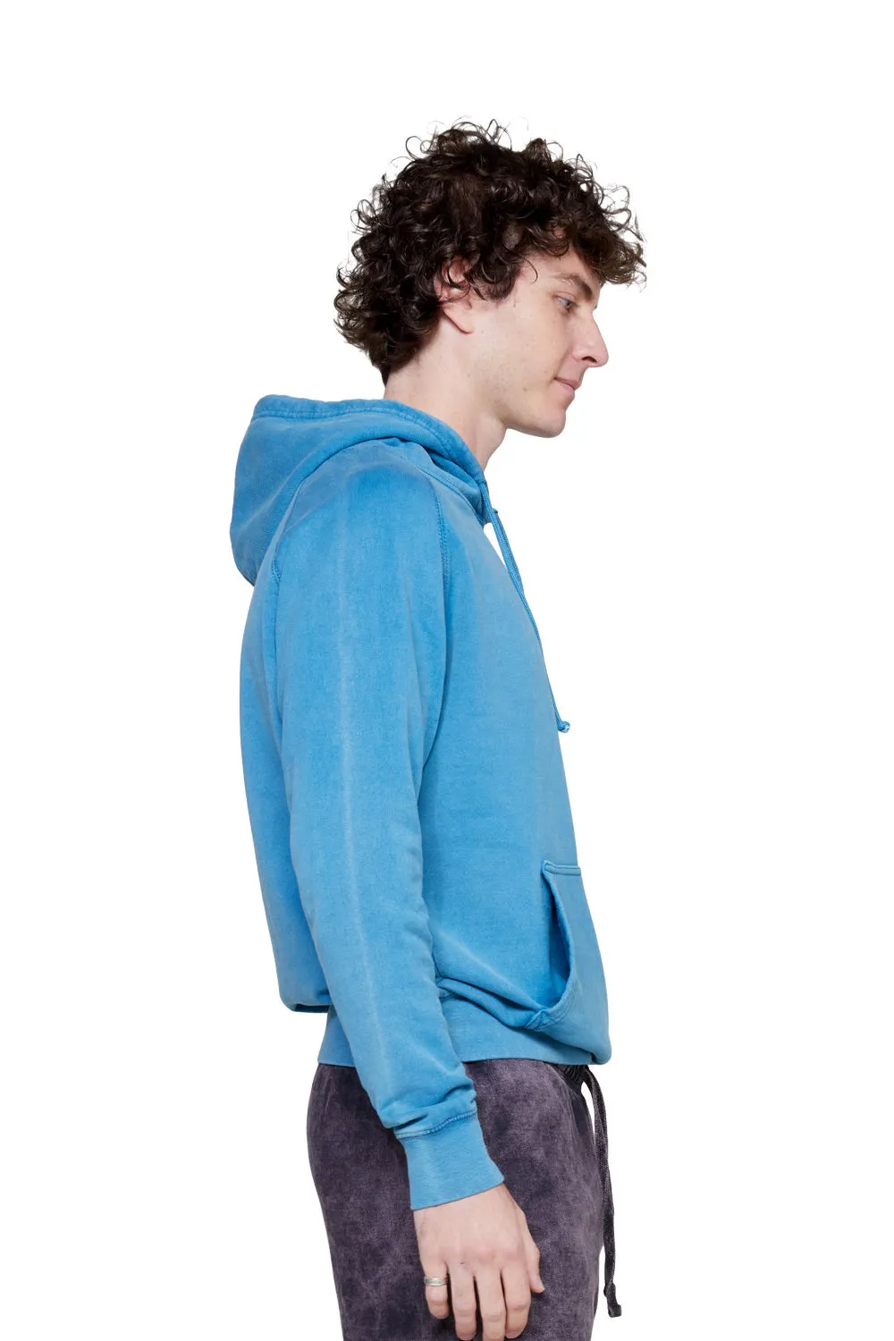 Lane Seven Sweat à capuche vintage pour hommes avec poche kangourou - Bleu lac vintage