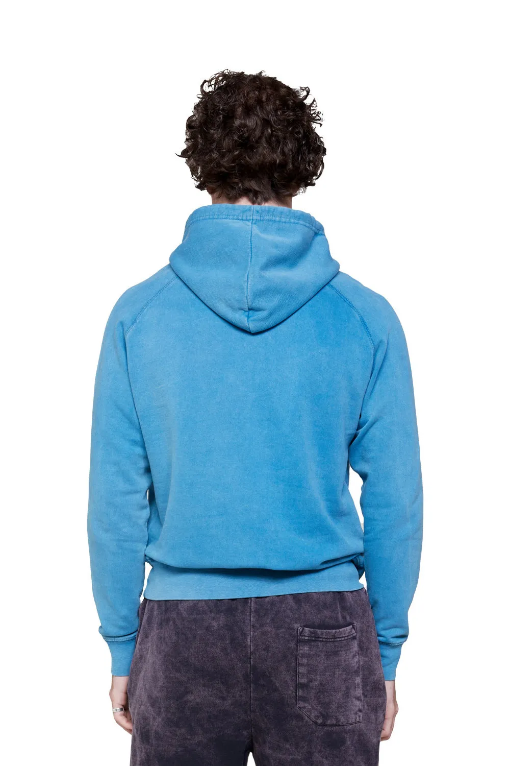 Lane Seven Sweat à capuche vintage pour hommes avec poche kangourou - Bleu lac vintage