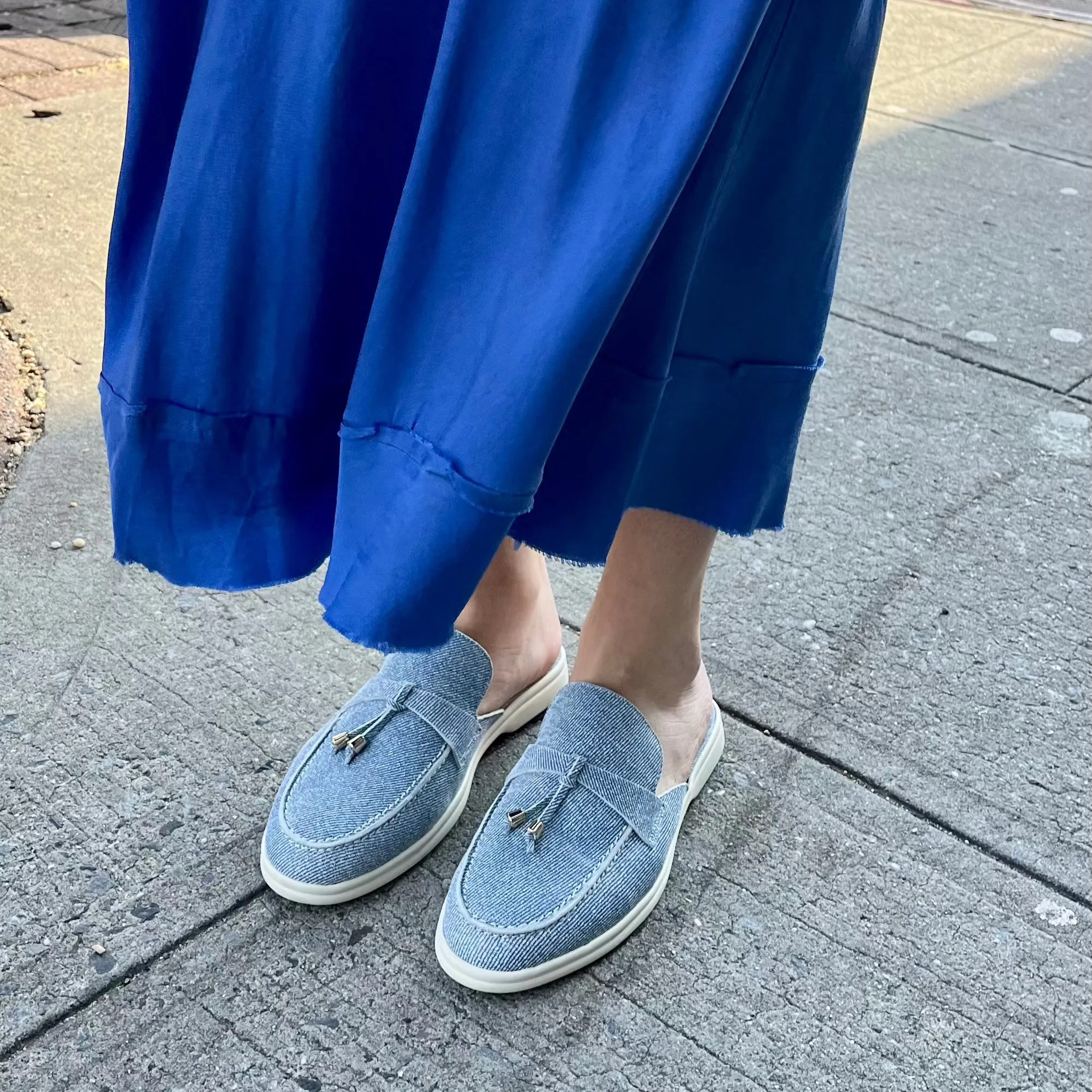 Lisa Slide Sneaker - Suède Denim Clair