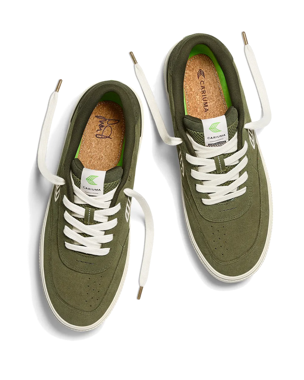 Chaussures Luan Pro en daim vert olive et ivoire