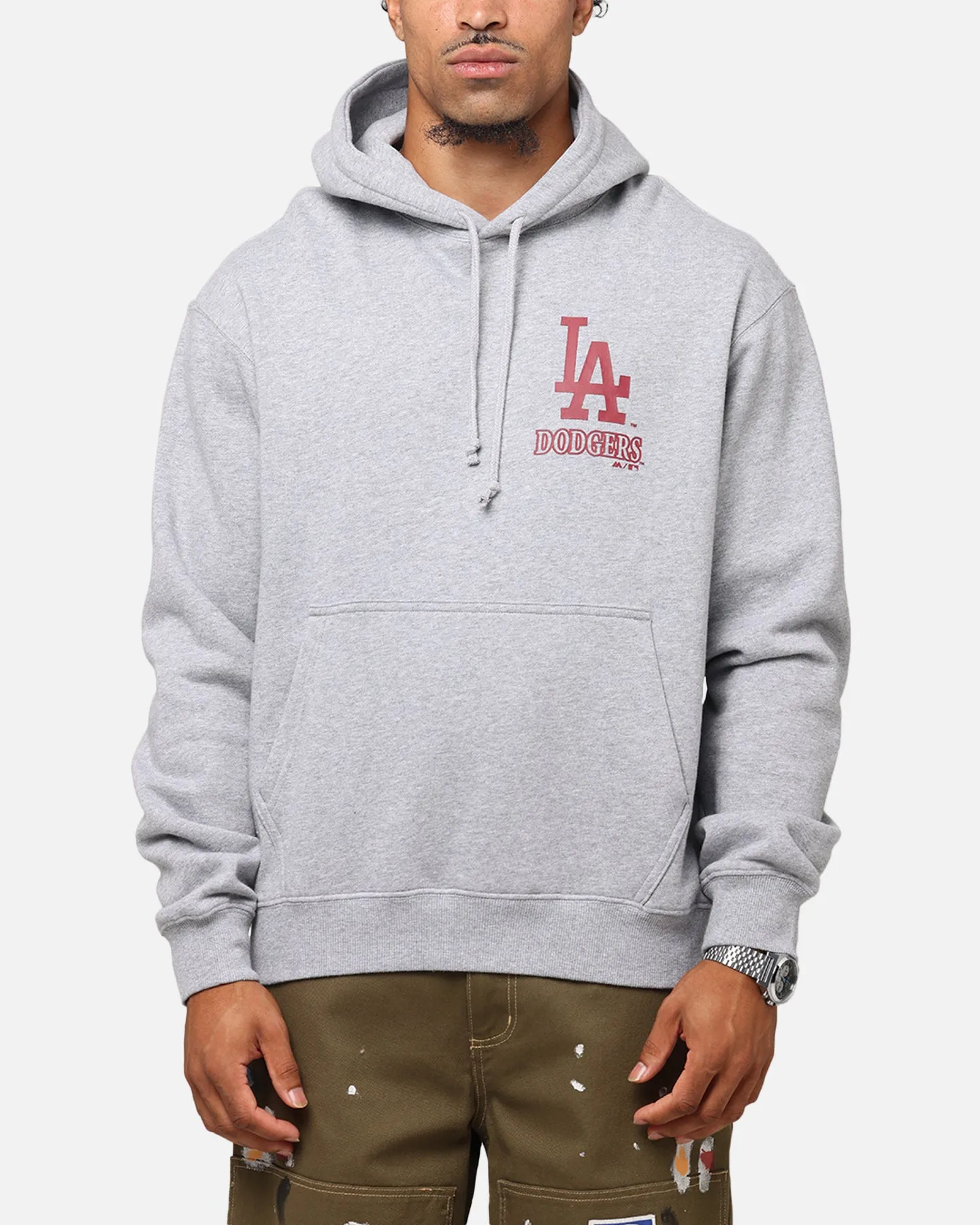 Majestic Athletic Los Angeles Dodgers Sweat à capuche gris marbré avec arche Mercer