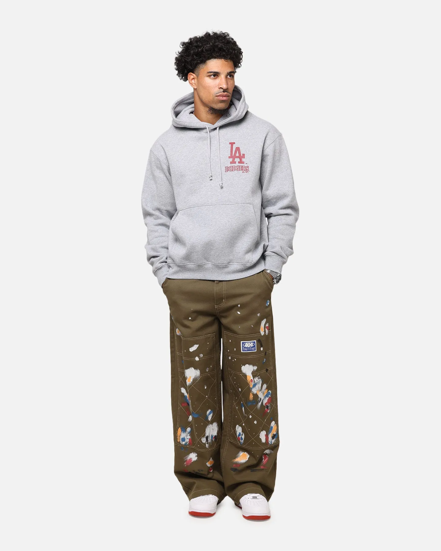 Majestic Athletic Los Angeles Dodgers Sweat à capuche gris marbré avec arche Mercer