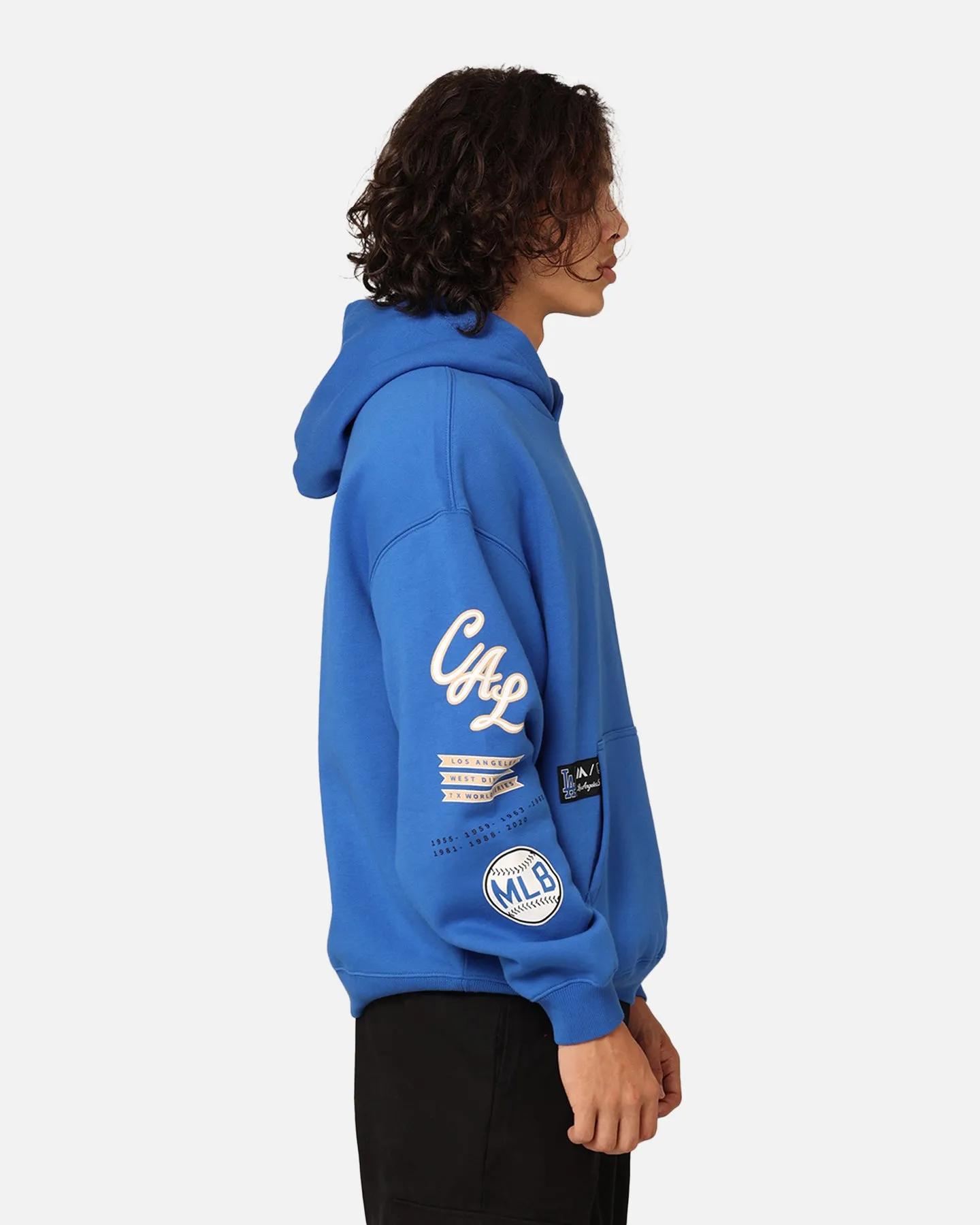 Majestic Athletic Los Angeles Dodgers Sweat à capuche avec appliqué ville Bleu Olympique