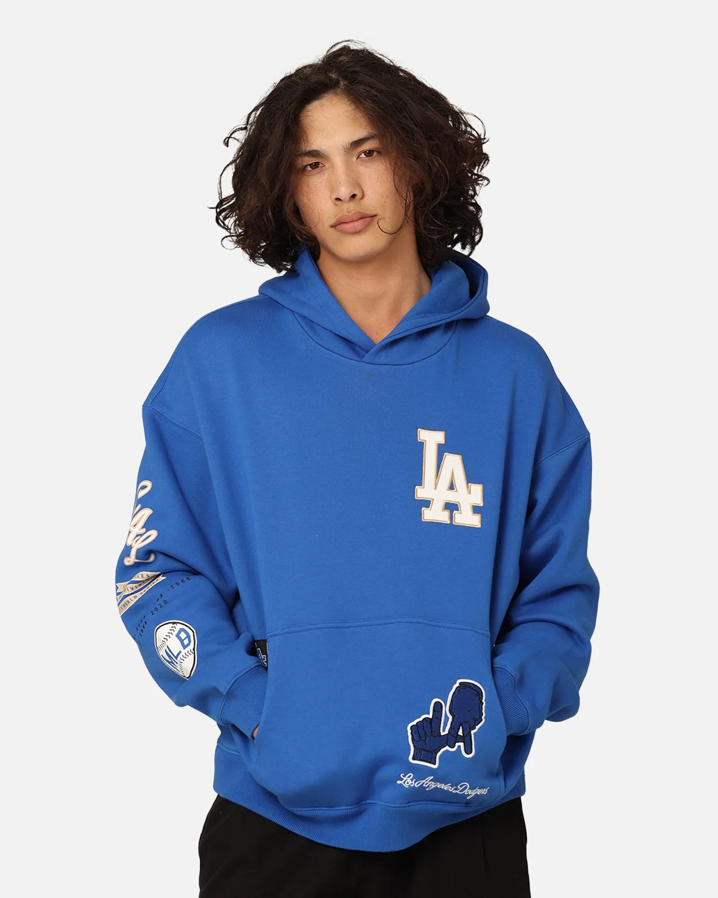 Majestic Athletic Los Angeles Dodgers Sweat à capuche avec appliqué ville Bleu Olympique