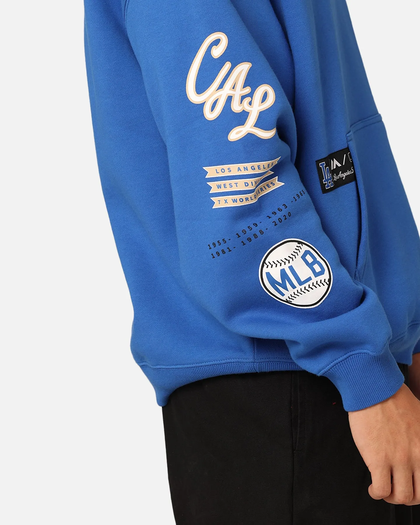 Majestic Athletic Los Angeles Dodgers Sweat à capuche avec appliqué ville Bleu Olympique