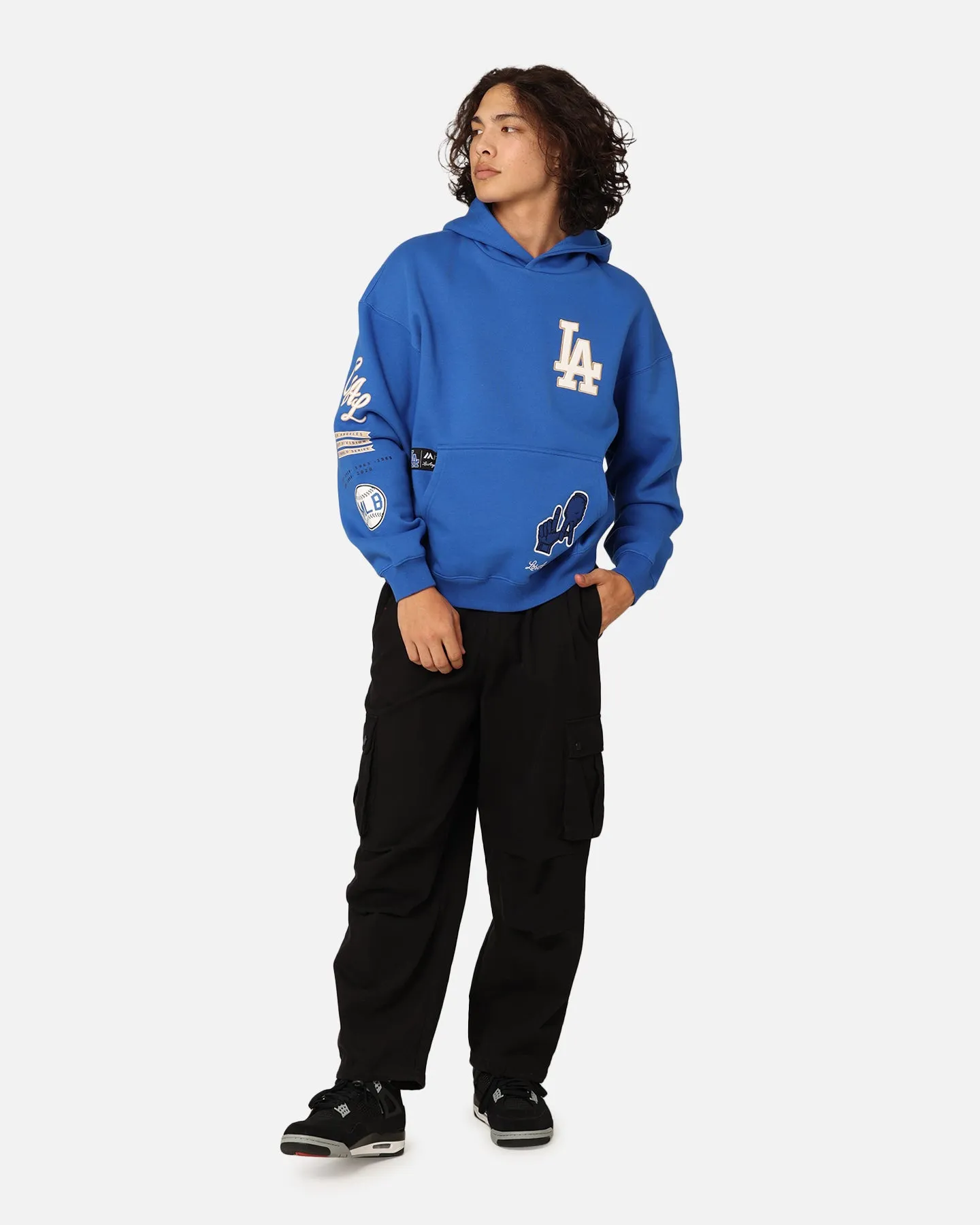 Majestic Athletic Los Angeles Dodgers Sweat à capuche avec appliqué ville Bleu Olympique