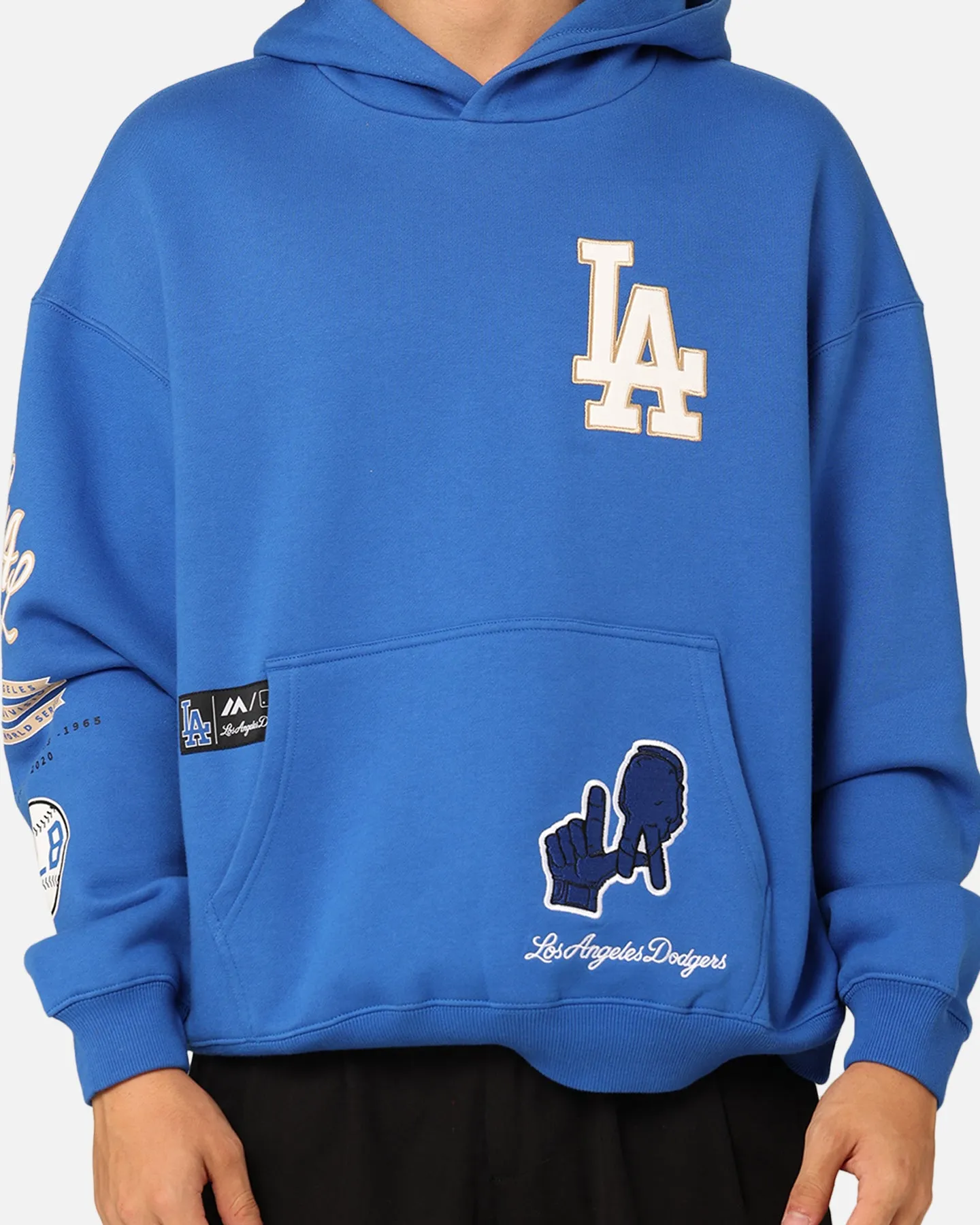 Majestic Athletic Los Angeles Dodgers Sweat à capuche avec appliqué ville Bleu Olympique