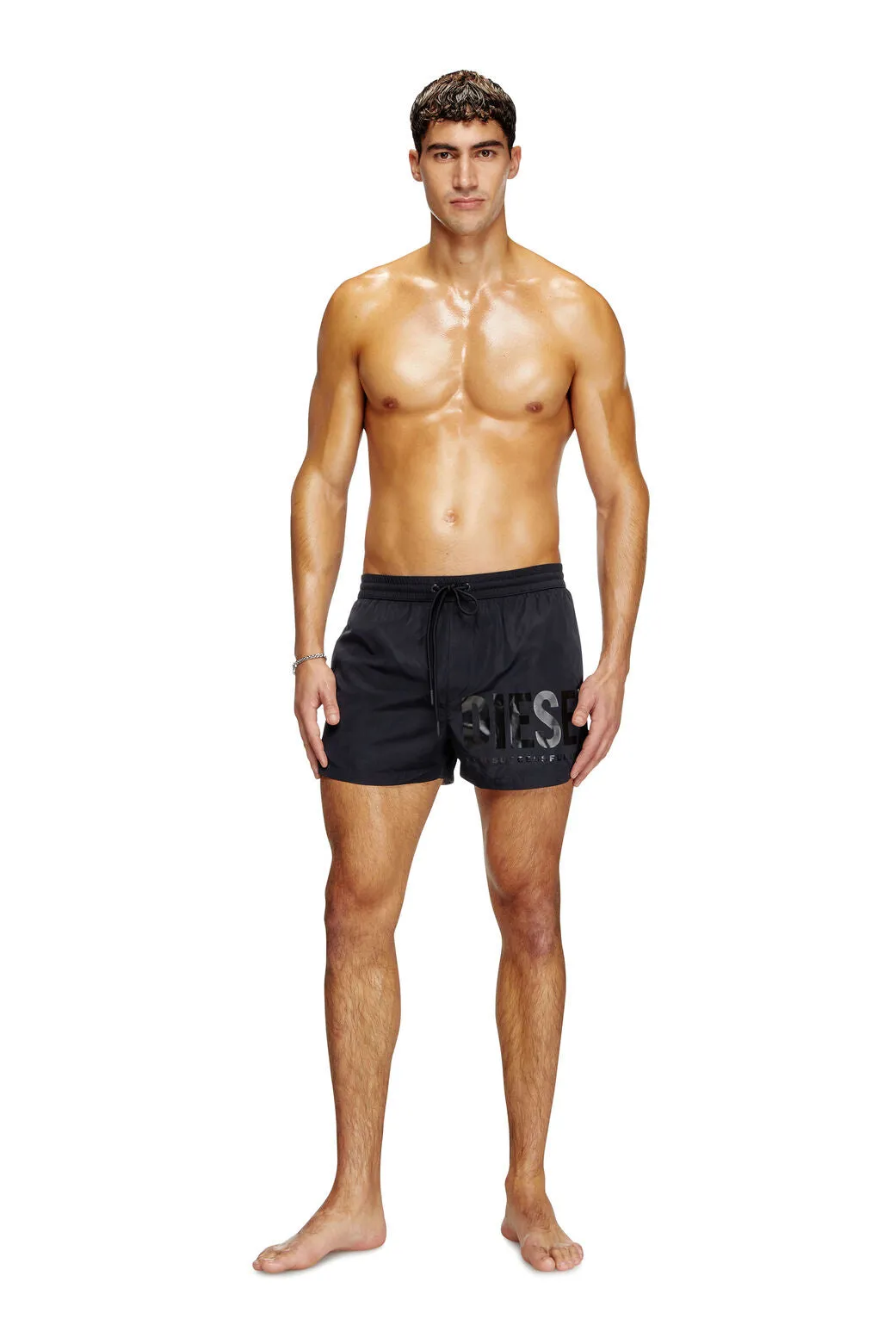 Mario-34-D-Core Short de bain avec impression de logo Noir