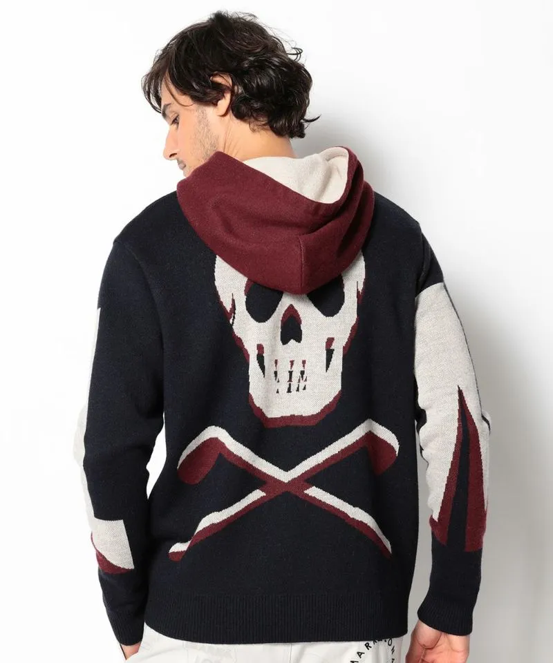 Pull à capuche pour hommes en tricot BLEU MARINE