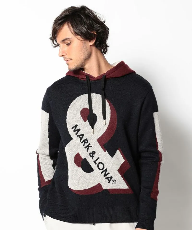 Pull à capuche pour hommes en tricot BLEU MARINE