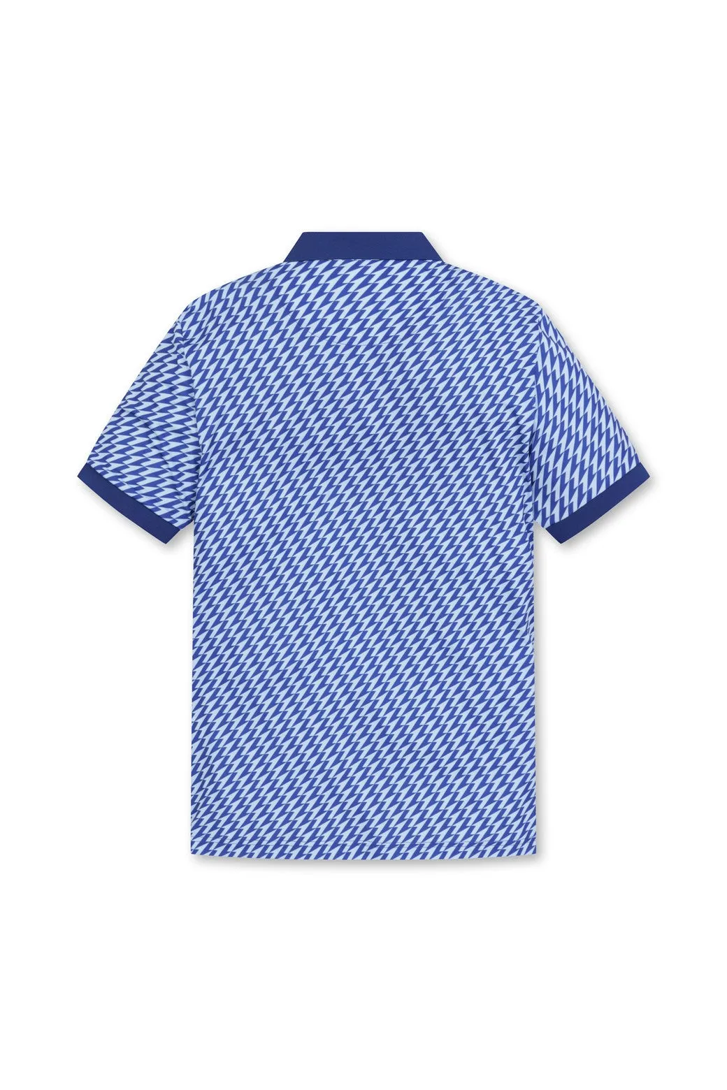 Polo sportif à col ras du cou fléché bleu pour homme