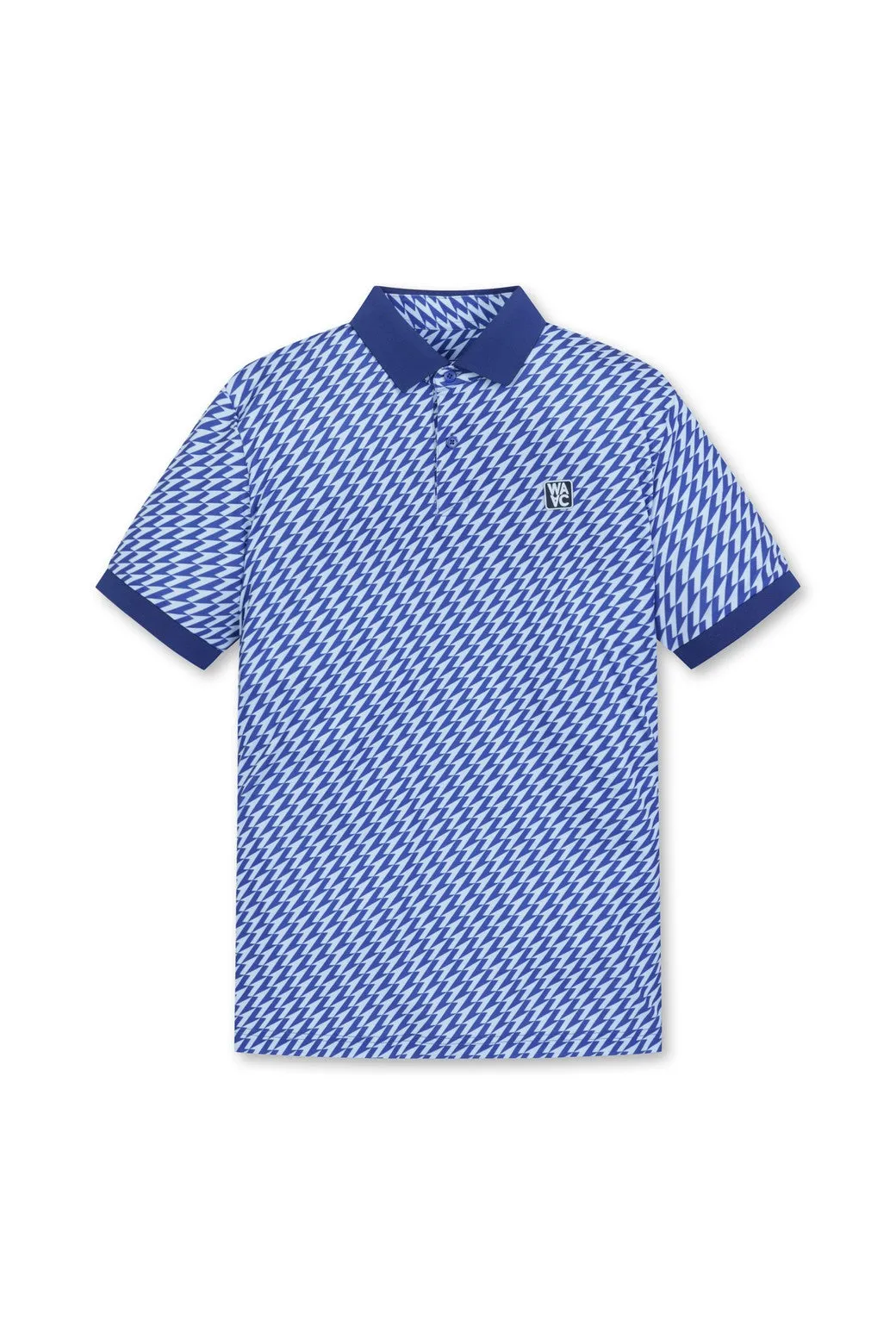Polo sportif à col ras du cou fléché bleu pour homme