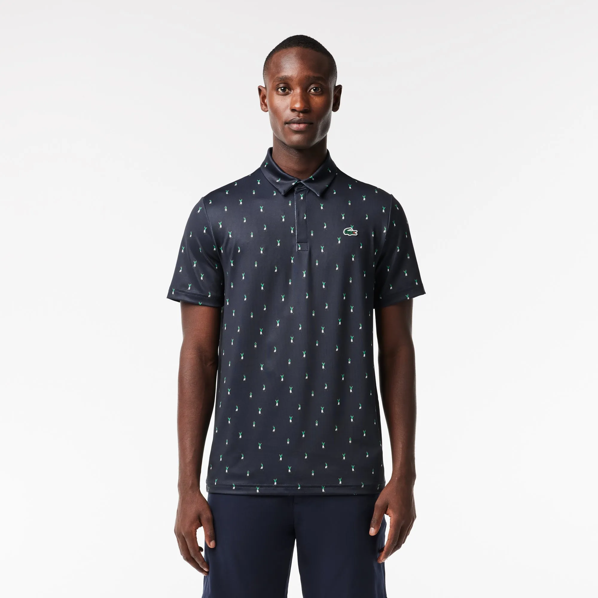 Polo en polyester recyclé imprimé pour homme - Bleu marine