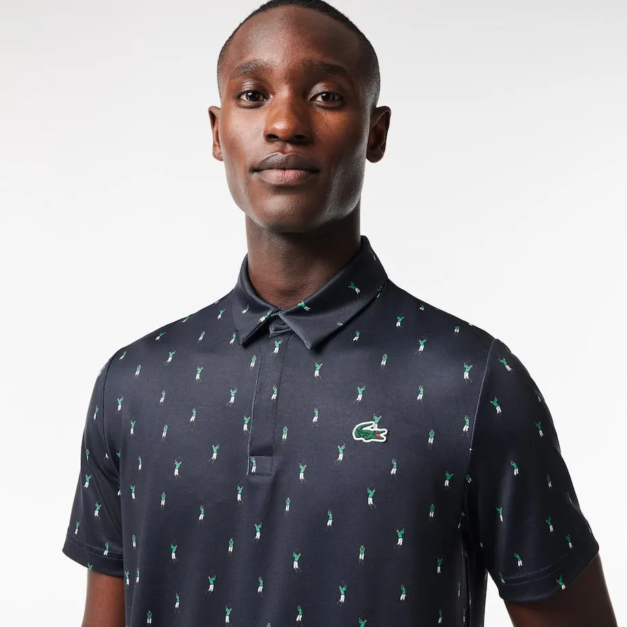 Polo en polyester recyclé imprimé pour homme - Bleu marine
