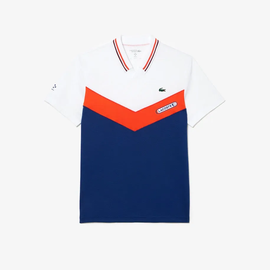Polo Lacoste Tennis Homme x Daniil Medvedev Slim Fit Sans Couture Blanc / Orange / Bordeaux / Bleu Marine
