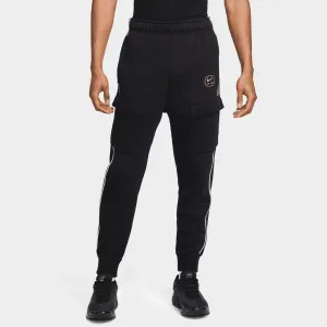 Mens Nike Nike Sportswear Air Max Fleece Cargo Joggers Black / Metallic Gold