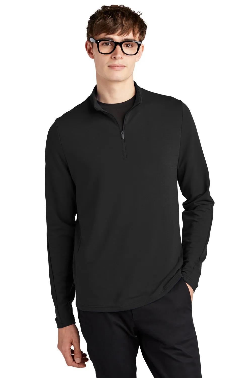 Mercer Mettle Pull Homme 1/4 Zip à Motif stretch - Noir profond