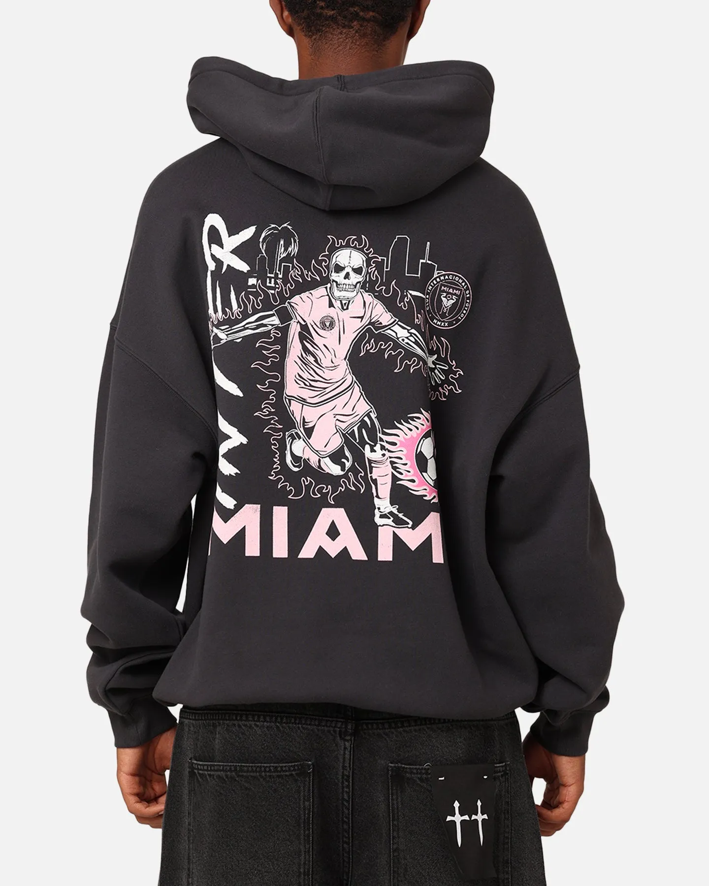 Mitchell & Ness Sweat à capuche avec logo Inter Miami CF Noir délavé