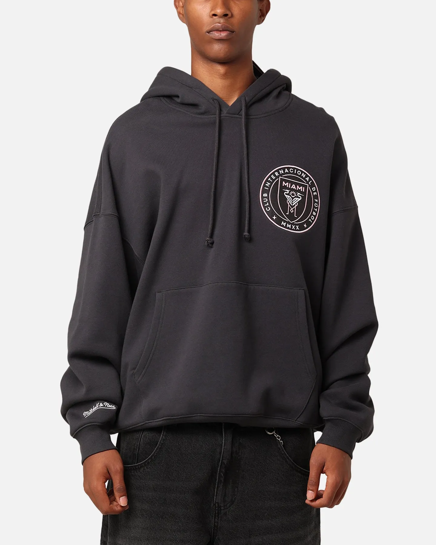 Mitchell & Ness Sweat à capuche avec logo Inter Miami CF Noir délavé