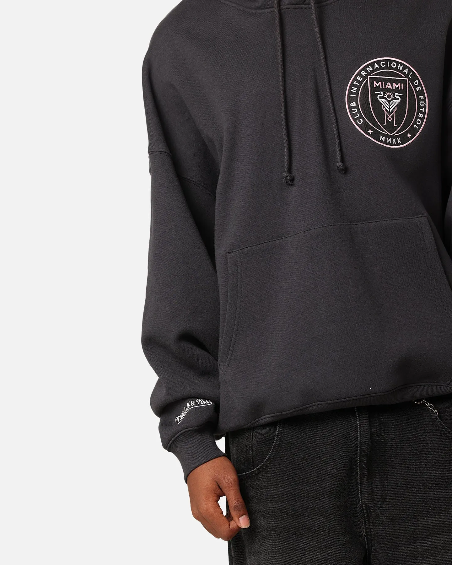 Mitchell & Ness Sweat à capuche avec logo Inter Miami CF Noir délavé