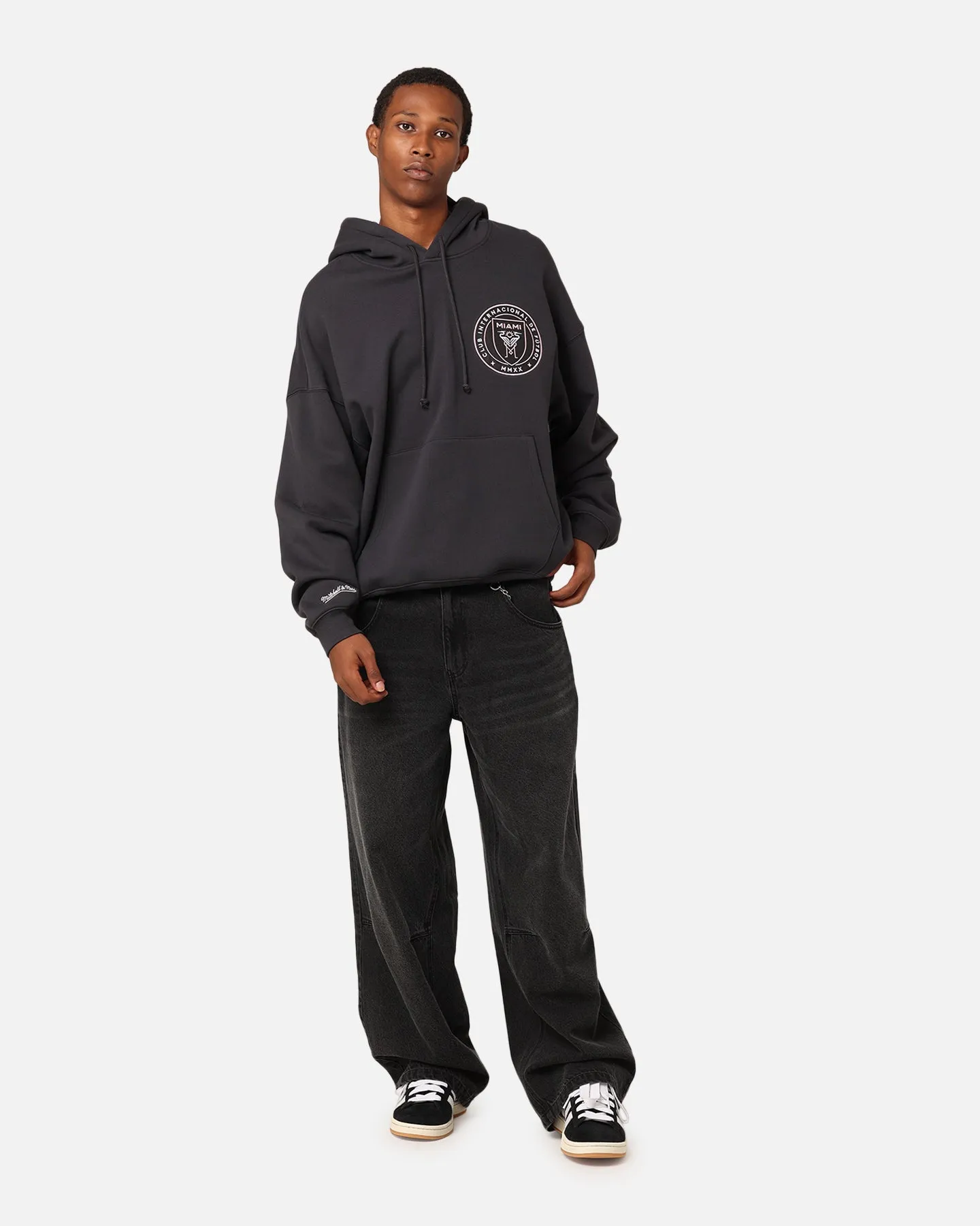 Mitchell & Ness Sweat à capuche avec logo Inter Miami CF Noir délavé