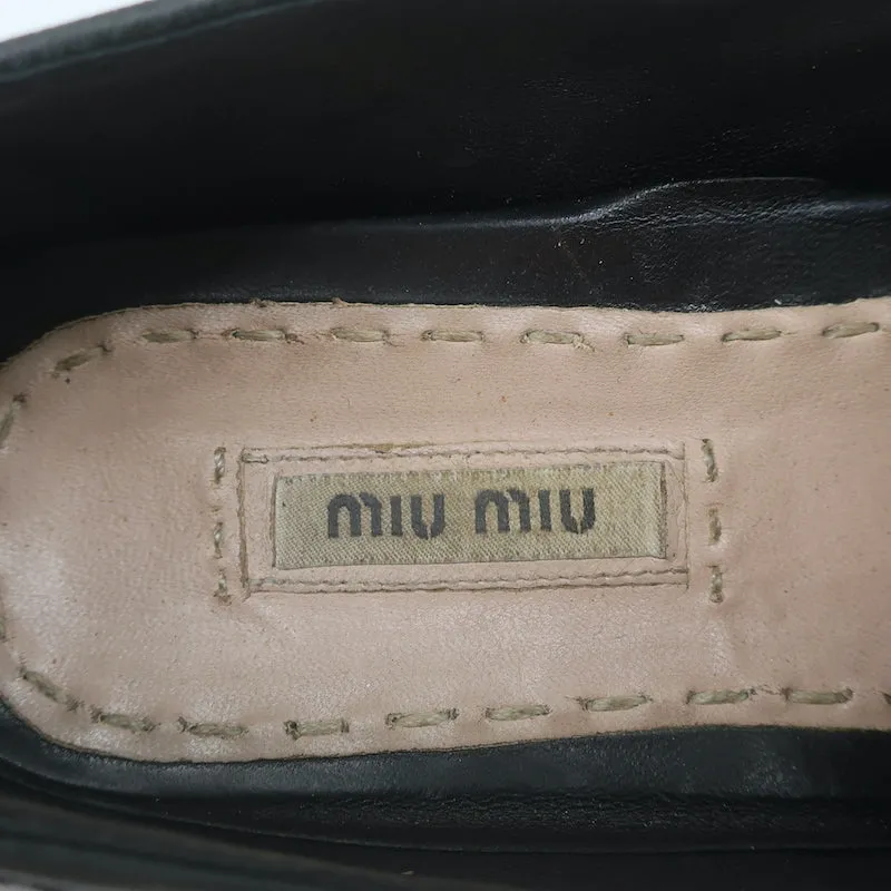 Miu Miu Escarpins à Bout Cristal Noir en Cuire Taille 37.5