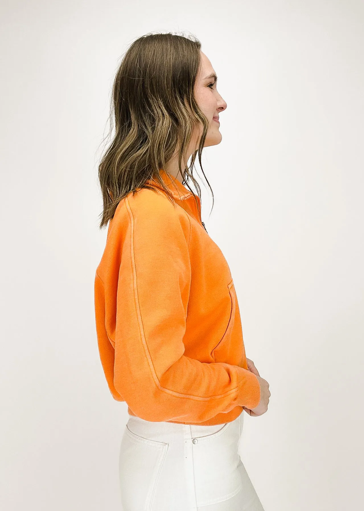 Pull molletonné Molly à demi-fermeture éclair - Orange