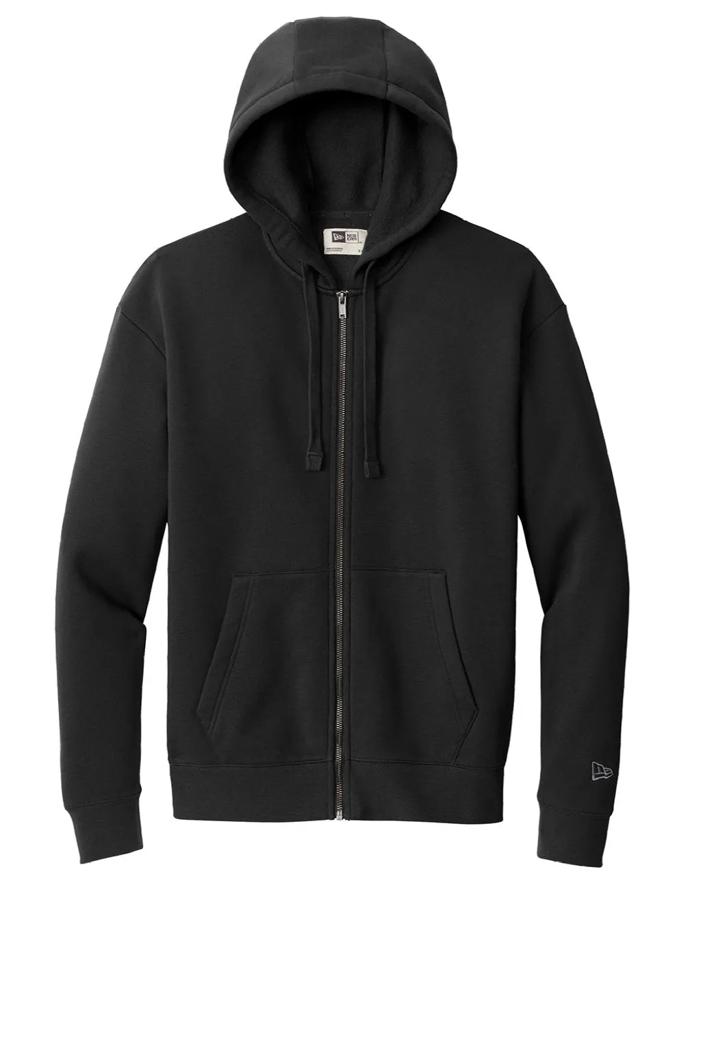 New Era Sweat à capuche en polaire pour homme avec fermeture éclair et poches - Noir