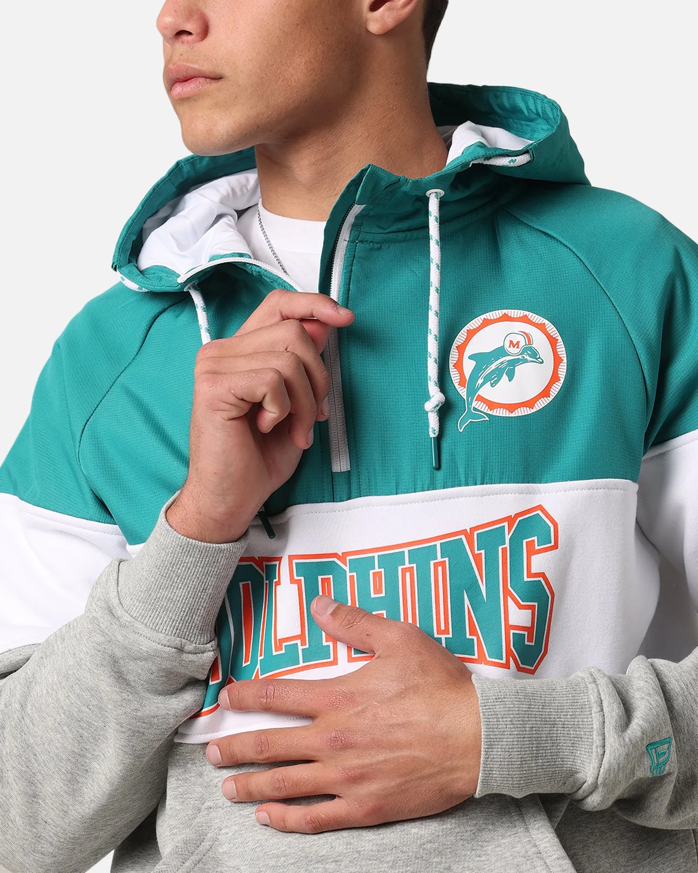 New Era Miami Dolphins Quart de Zip Sweat à Capuche Turquoise