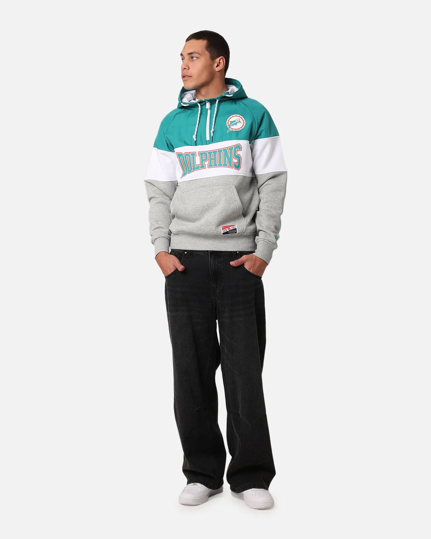 New Era Miami Dolphins Quart de Zip Sweat à Capuche Turquoise
