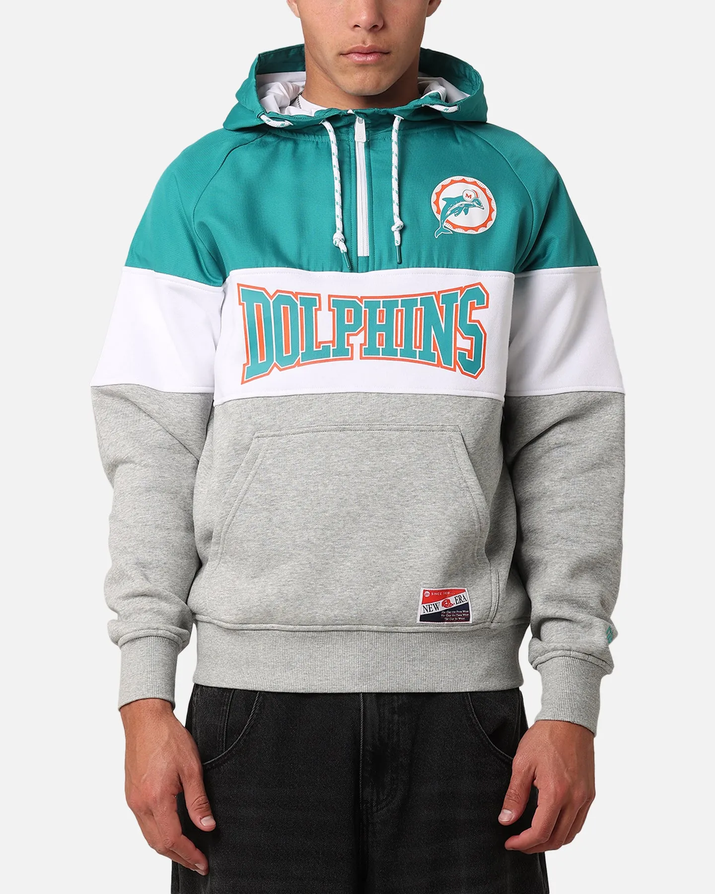 New Era Miami Dolphins Quart de Zip Sweat à Capuche Turquoise