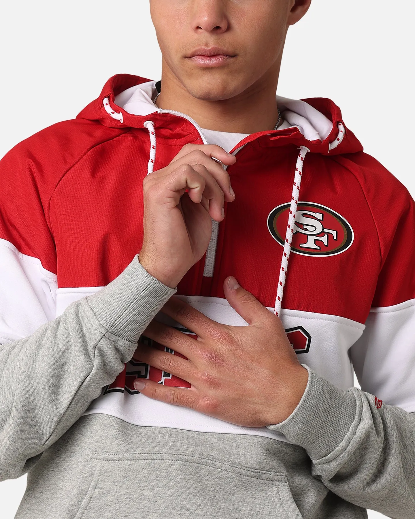 New Era San Francisco 49ers Pull à zip quart rouge