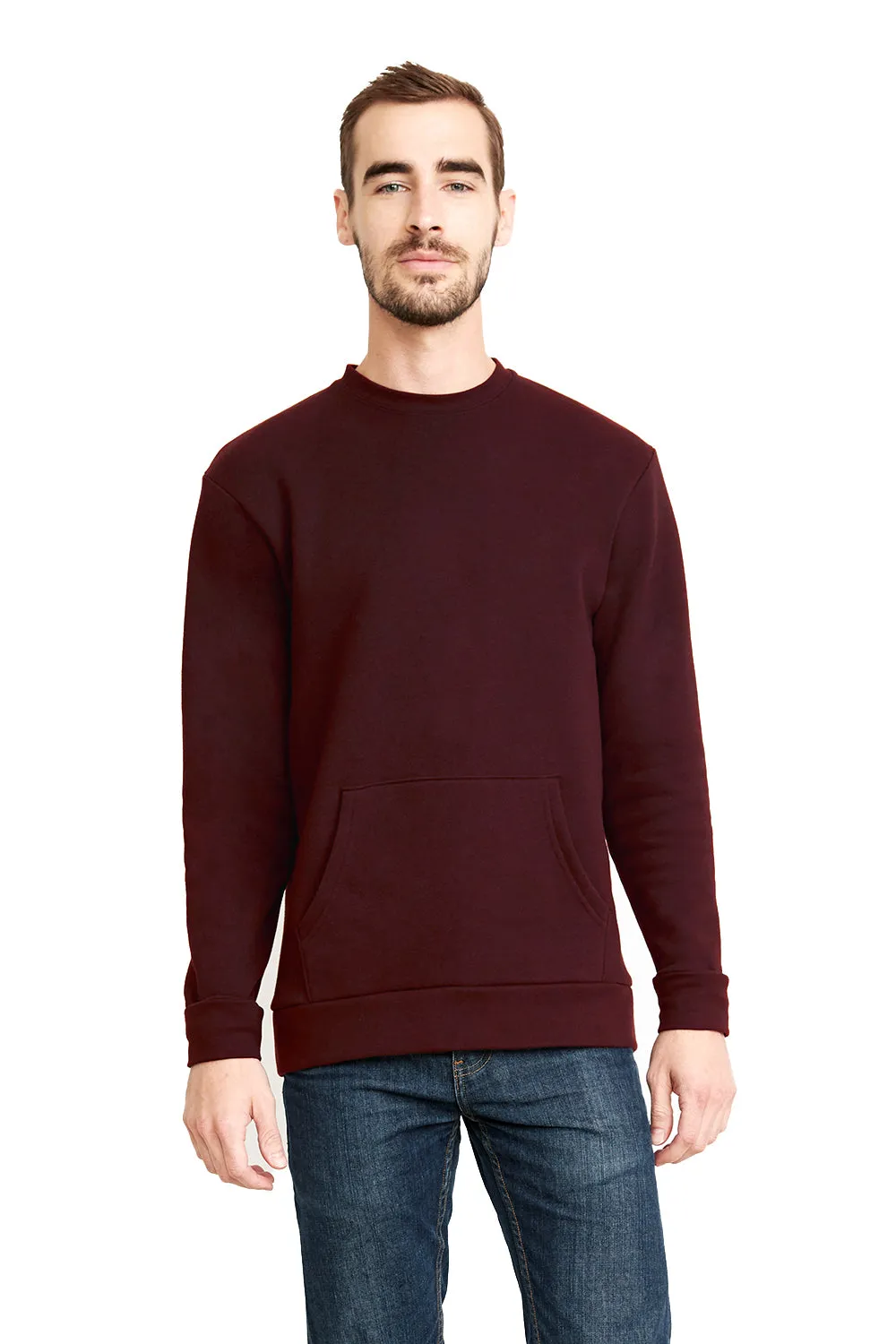 Pull en polaire pour hommes de niveau supérieur avec poche kangourou - Marron