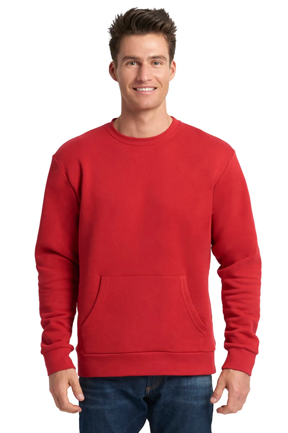 Pull en polaire pour hommes avec poche kangourou - Rouge