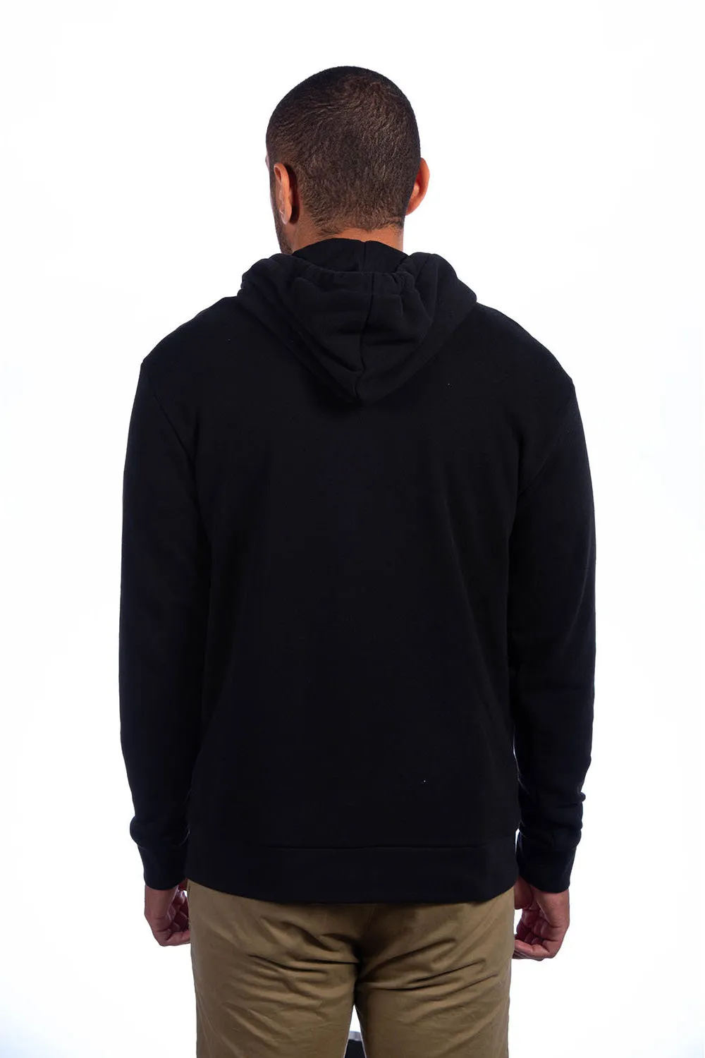 Pull à capuche en French Terry velouté pour hommes avec poche kangourou - Noir