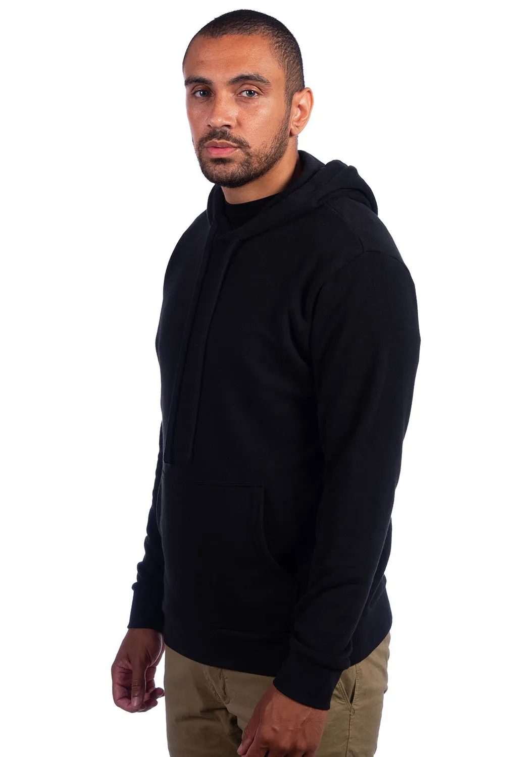 Pull à capuche en French Terry velouté pour hommes avec poche kangourou - Noir