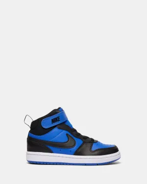 Nike Kids' Shoes Court Borough Mid 2 Grade School Game Royal/Black/White