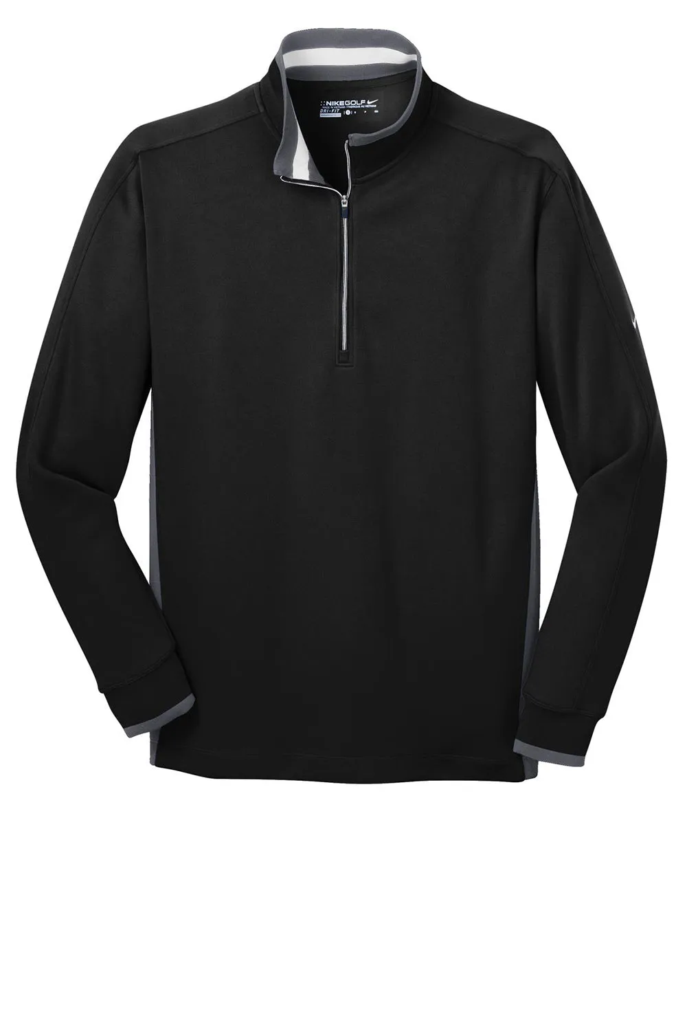 Nike Hommes Sweat à Capuche 1/4 Zip Dri-Fit Évacuation de l'Humidité - Noir/Gris Foncé/Blanc