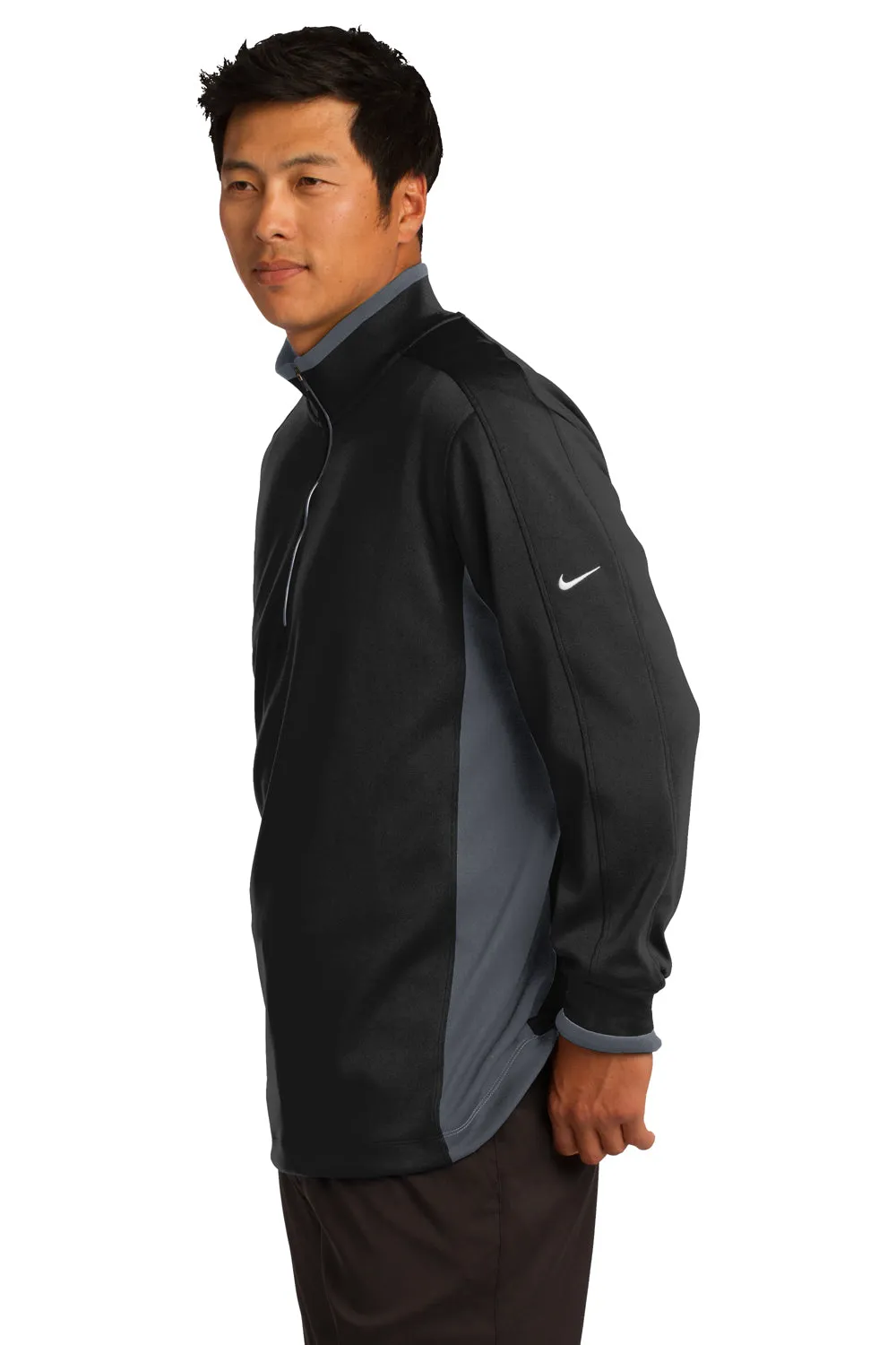 Nike Hommes Sweat à Capuche 1/4 Zip Dri-Fit Évacuation de l'Humidité - Noir/Gris Foncé/Blanc