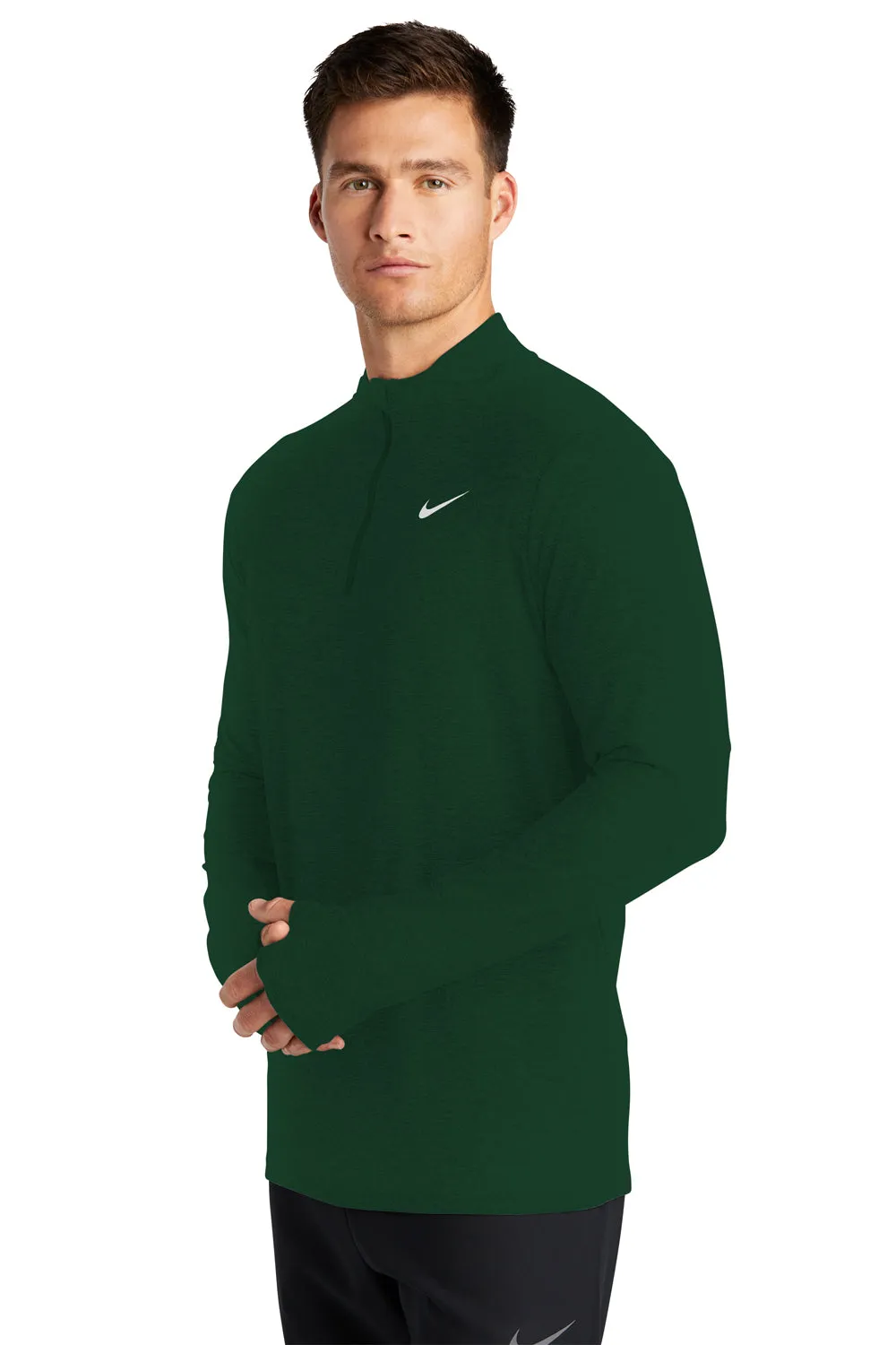Nike Hommes Sweat à Capuche 1/4 Zip Élément Dri-Fit Évacuation de l'Humidité - Vert Foncé