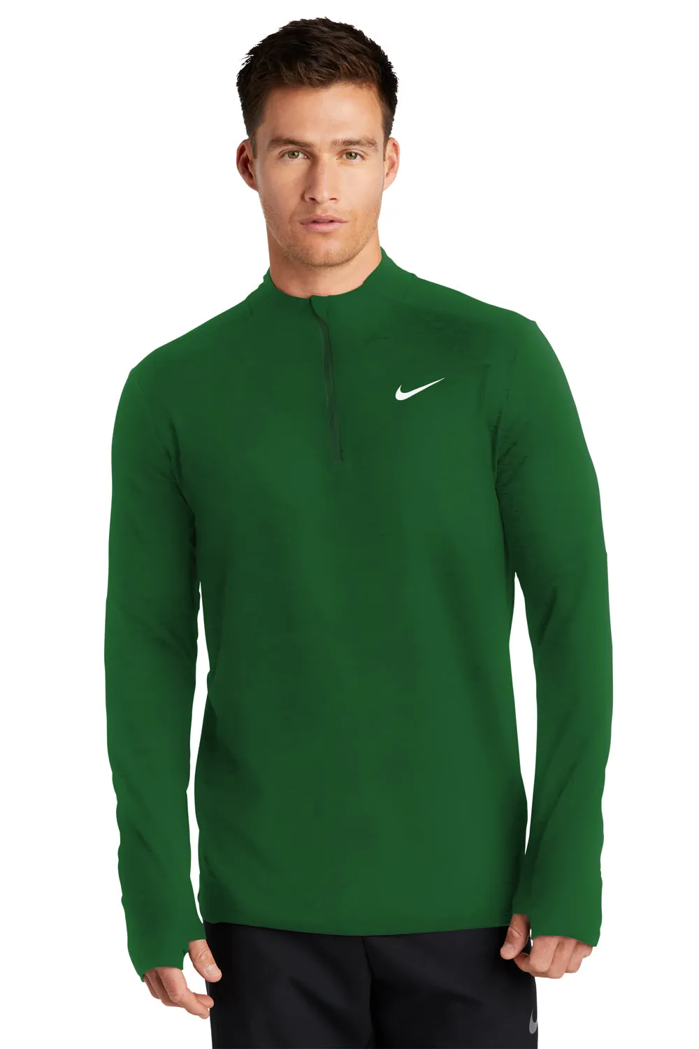 Nike Hommes Sweat à Capuche 1/4 Zip Élément Dri-Fit Évacuation de l'Humidité - Vert Foncé