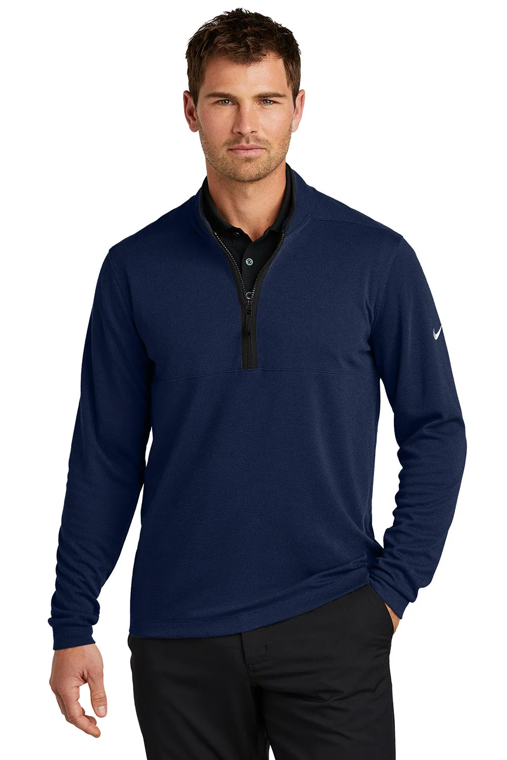 Pull Nike Homme à col 1/4 zip texturé - Bleu marine universitaire