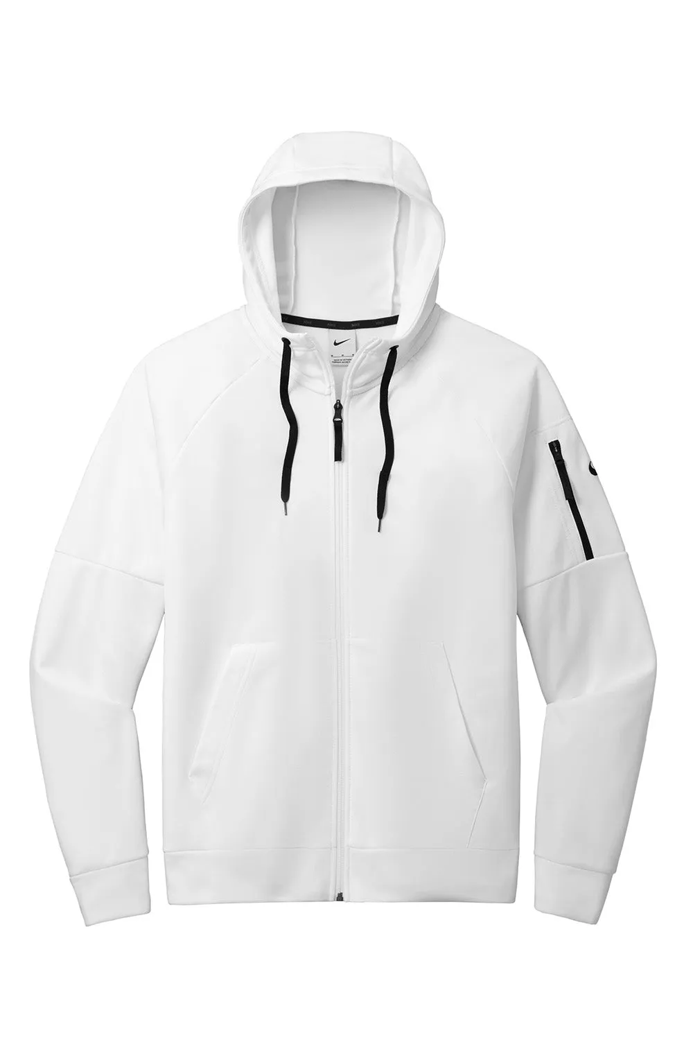 Nike Sweat à capuche homme en polaire Therma-Fit avec fermeture éclair complète et poches - Blanc