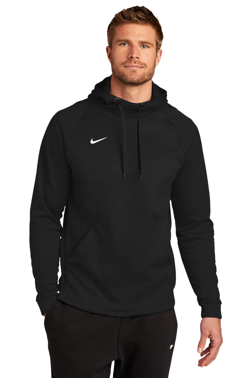 Nike Sweat à capuche pour homme en polaire Therma-Fit avec évacuation de l'humidité et poche kangourou - Noir équipe