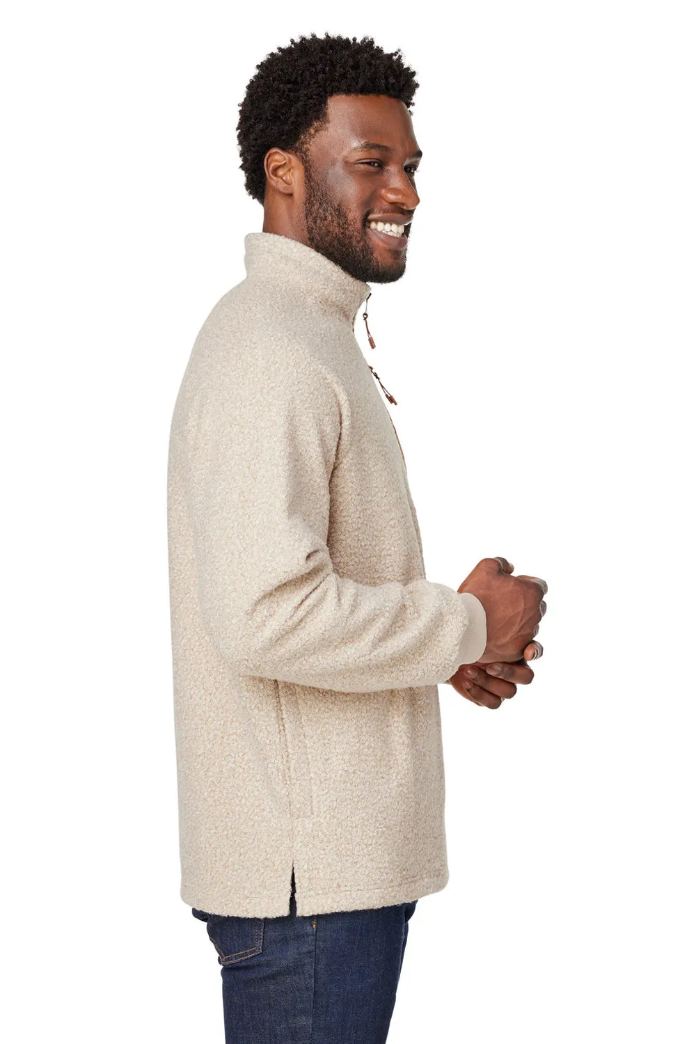 Pull en polaire Aura pour hommes North End avec fermeture 1/4 et poches - Mélange gris beige/Teck